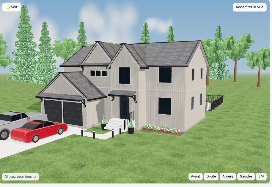 Maison réaliste en 3D avec revêtement board & batten